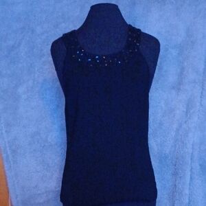 Cable & Gauge Blue Embellished Tank Top
